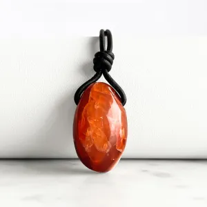 Carnelian Drop Gemstone Pendant Necklace - Fiery Vitality