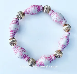 Chinoiserie Pink Ginger Jar Gold Filled Bracelet