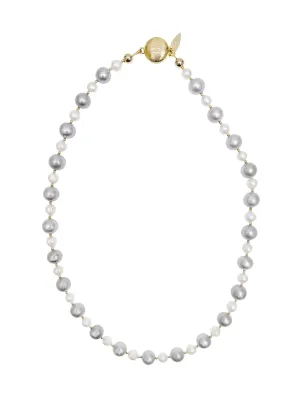 Classic Gray and White Natural Freshwater Pearls Necklace LN076