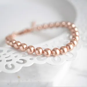 Classic Pearl and Rose Gold Bracelet 6mm