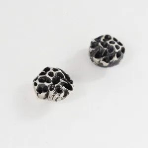 Coral - stud earrings - silver 925 - black oxidation