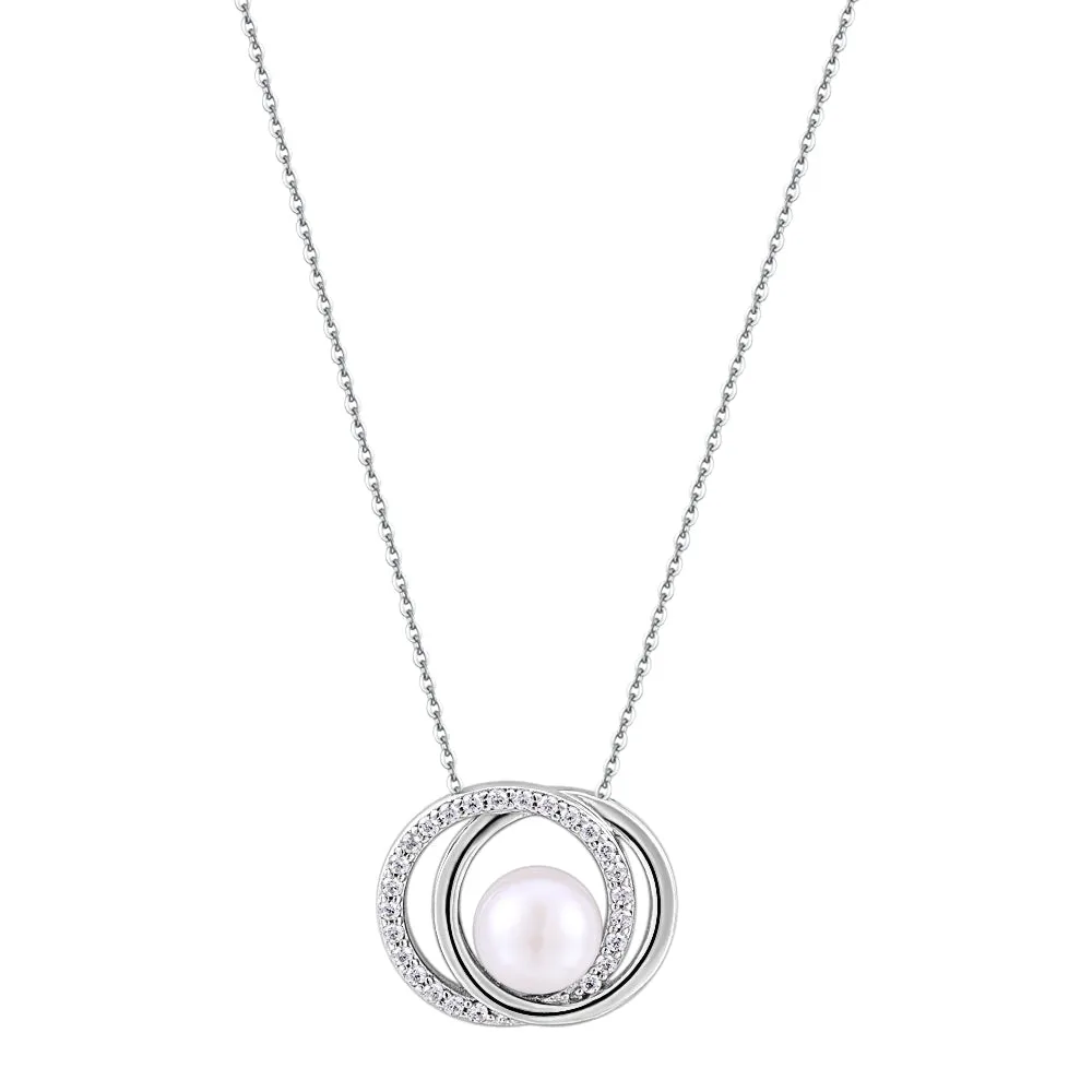 Cultured freshwater pearl necklace in sterling silver