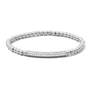 Curved Pave Bar Stretch Beaded Bracelet