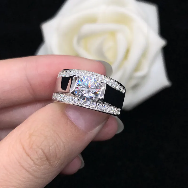 Custom 1 Carat Moissanite Diamond Ring for Men