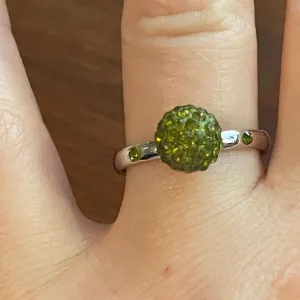 D Amore & Baci Sterling Silver 925 Peridot Ball Ring Sz 8.5