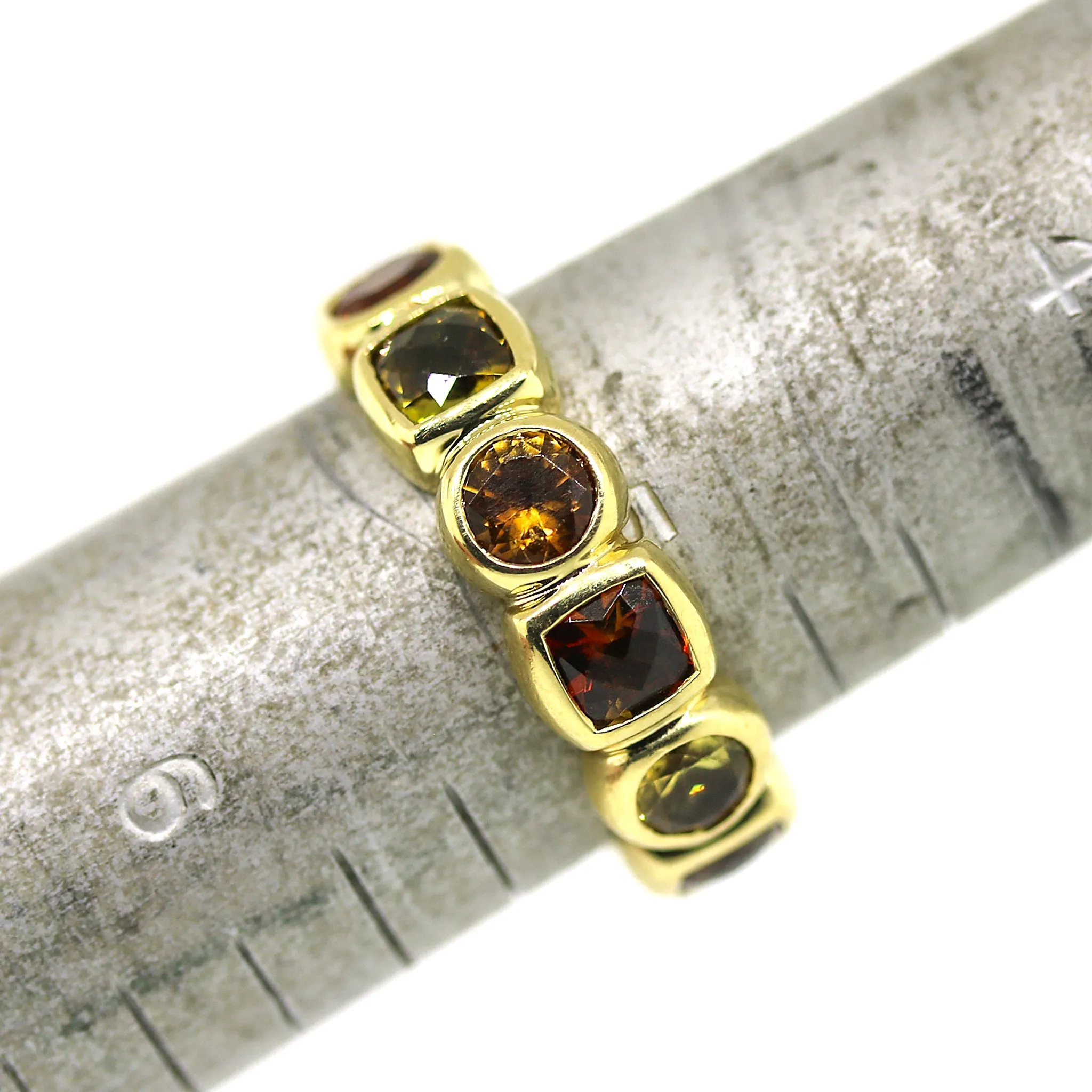 David Yurman Chiclet with Citrine and Peridot Ring in 18k Yellow Gold