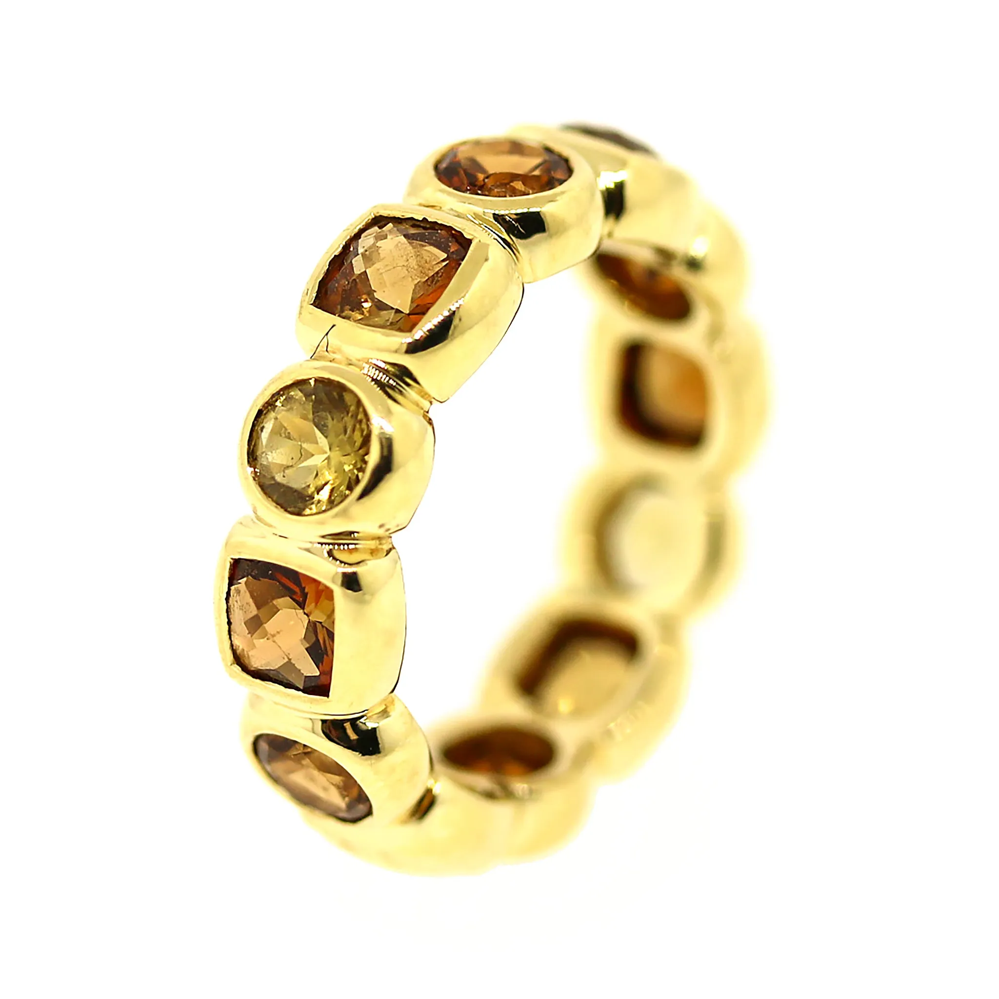 David Yurman Chiclet with Citrine and Peridot Ring in 18k Yellow Gold