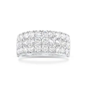 Diamond Triple Row Half-Way Wedding Band