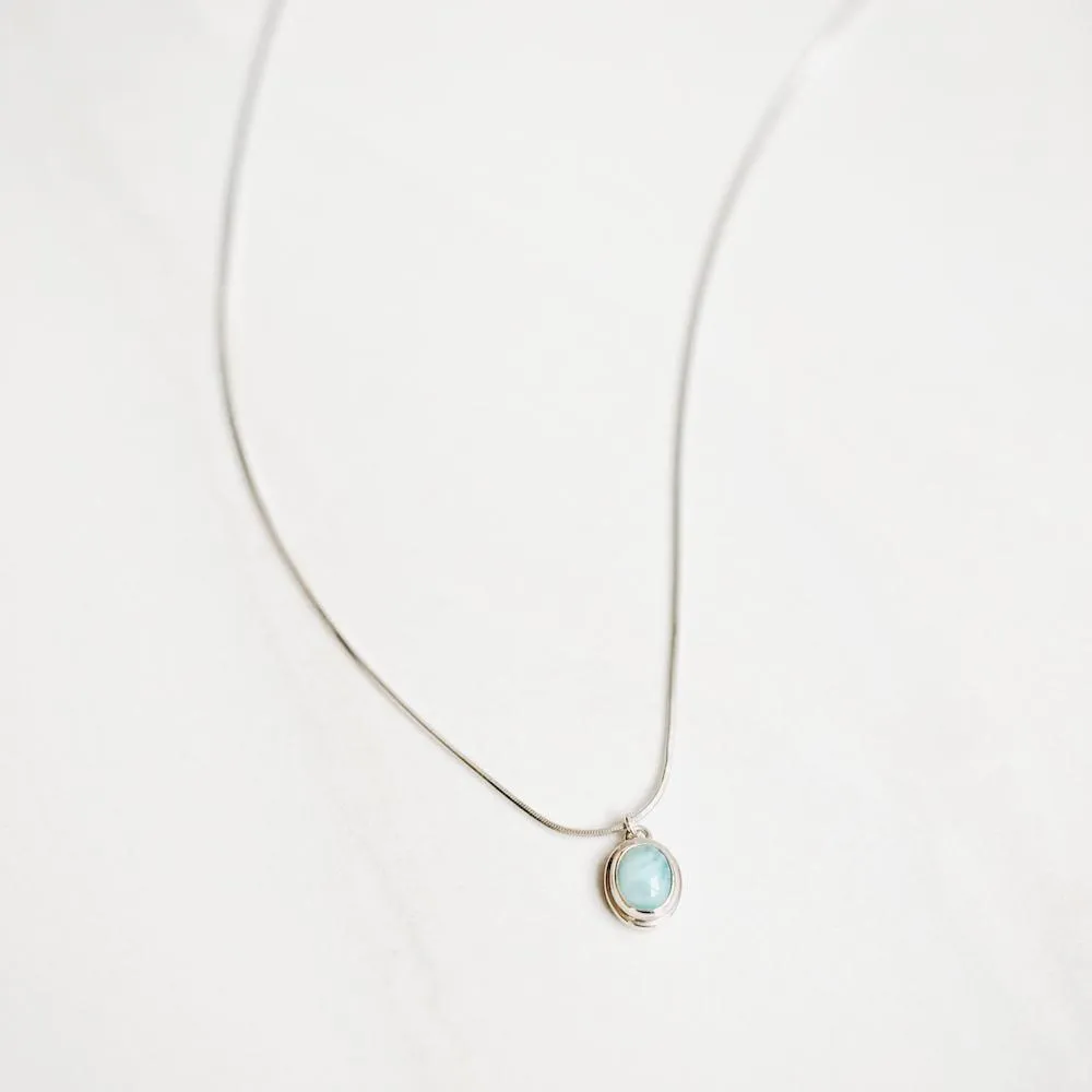 Emotional Balance Natural Larimar Necklace Handmade in Sterling Silver