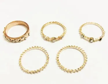 European And American Jewelry Rose Gold Stackable Diamonds Set Of Five Sets Of Rings BohemiaJ