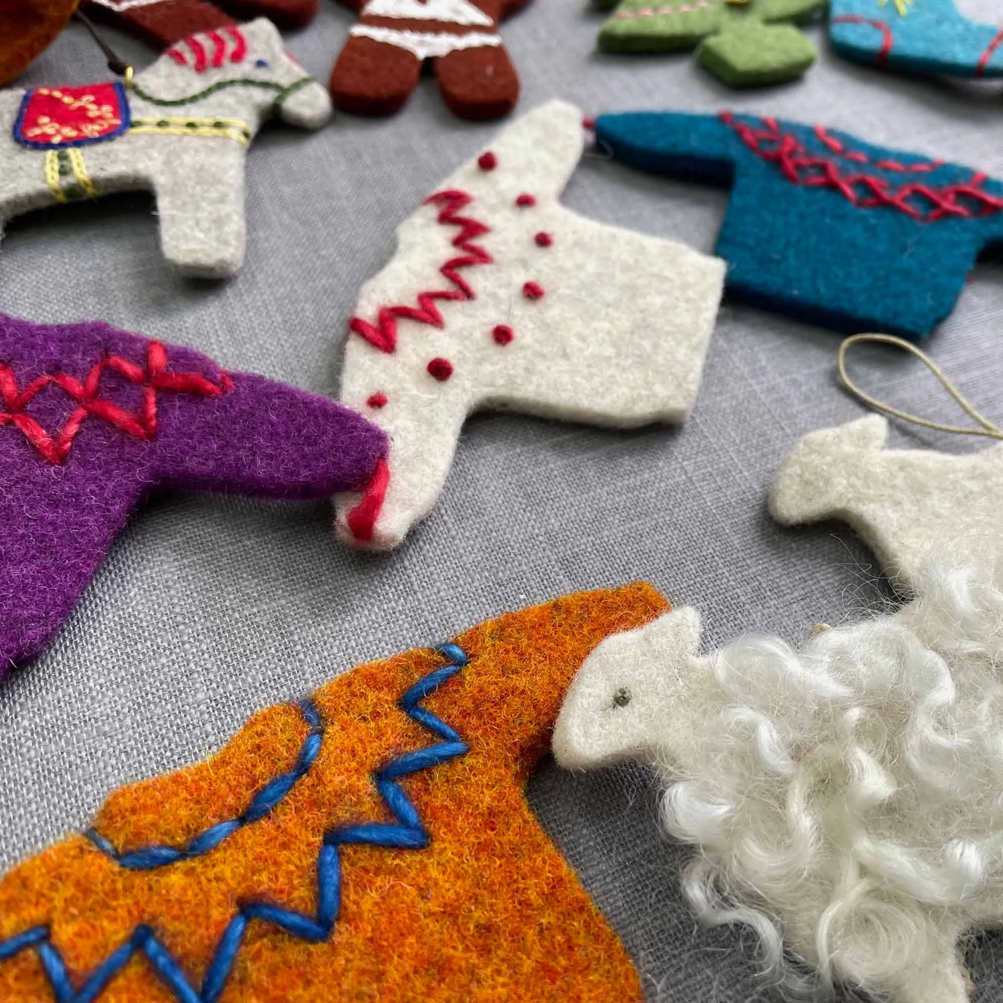 Festive Selection Box of Felt Decorations