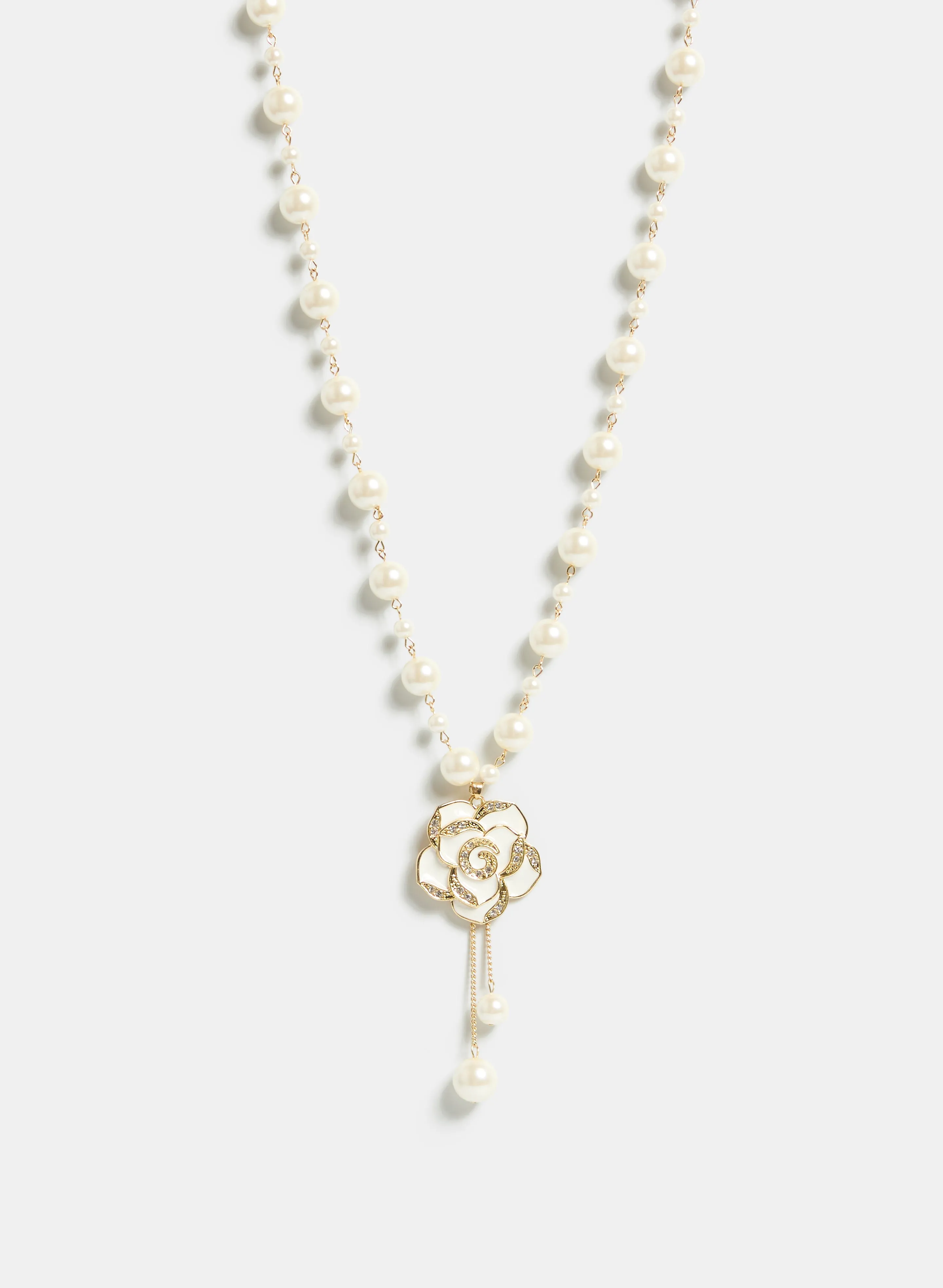 Floral & Pearl Pendant Necklace