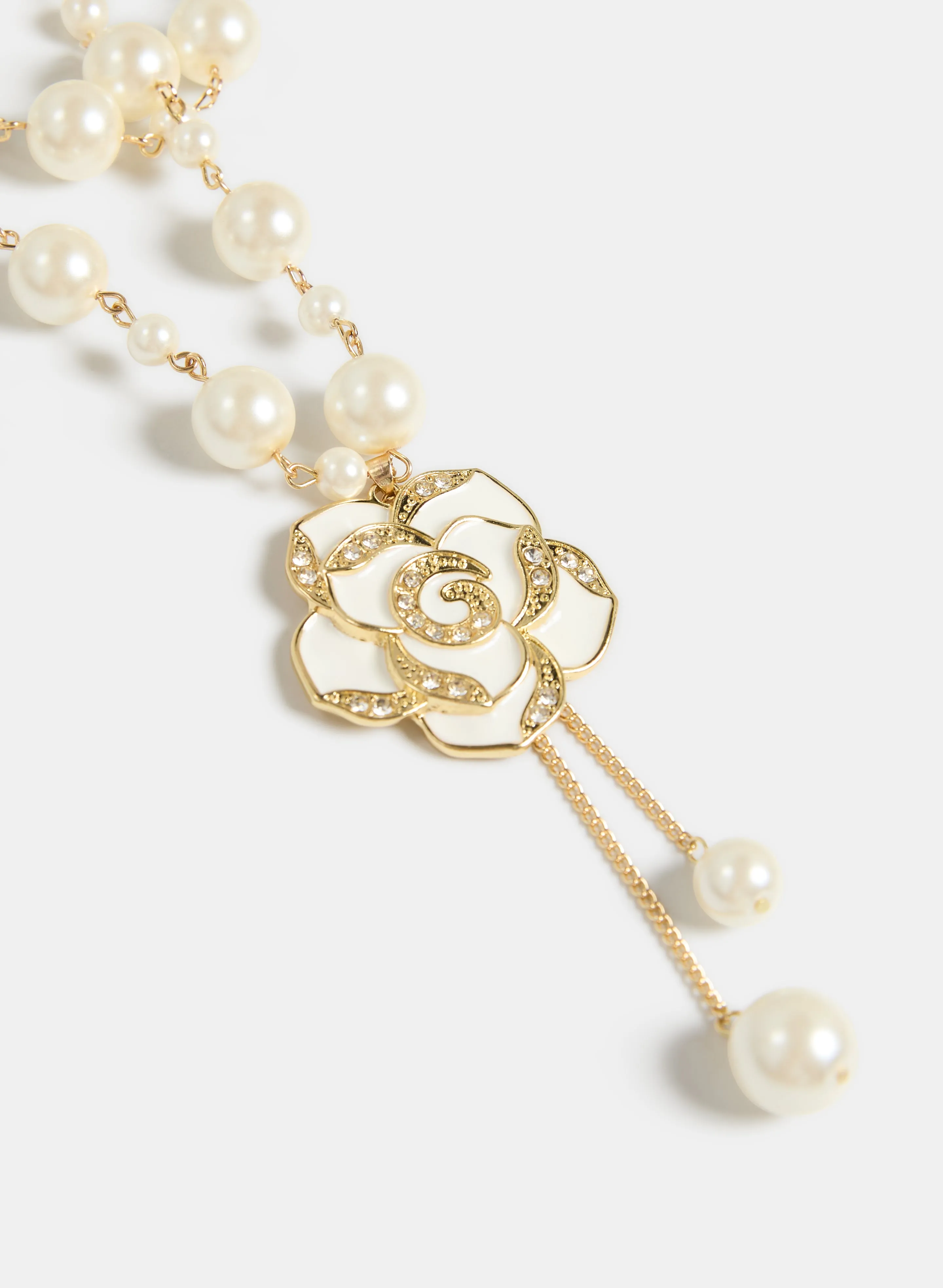 Floral & Pearl Pendant Necklace