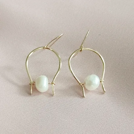 Freshwater Pearl Hoops Gold Filled