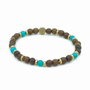 Gemstone And Wood Stretch Bracelet