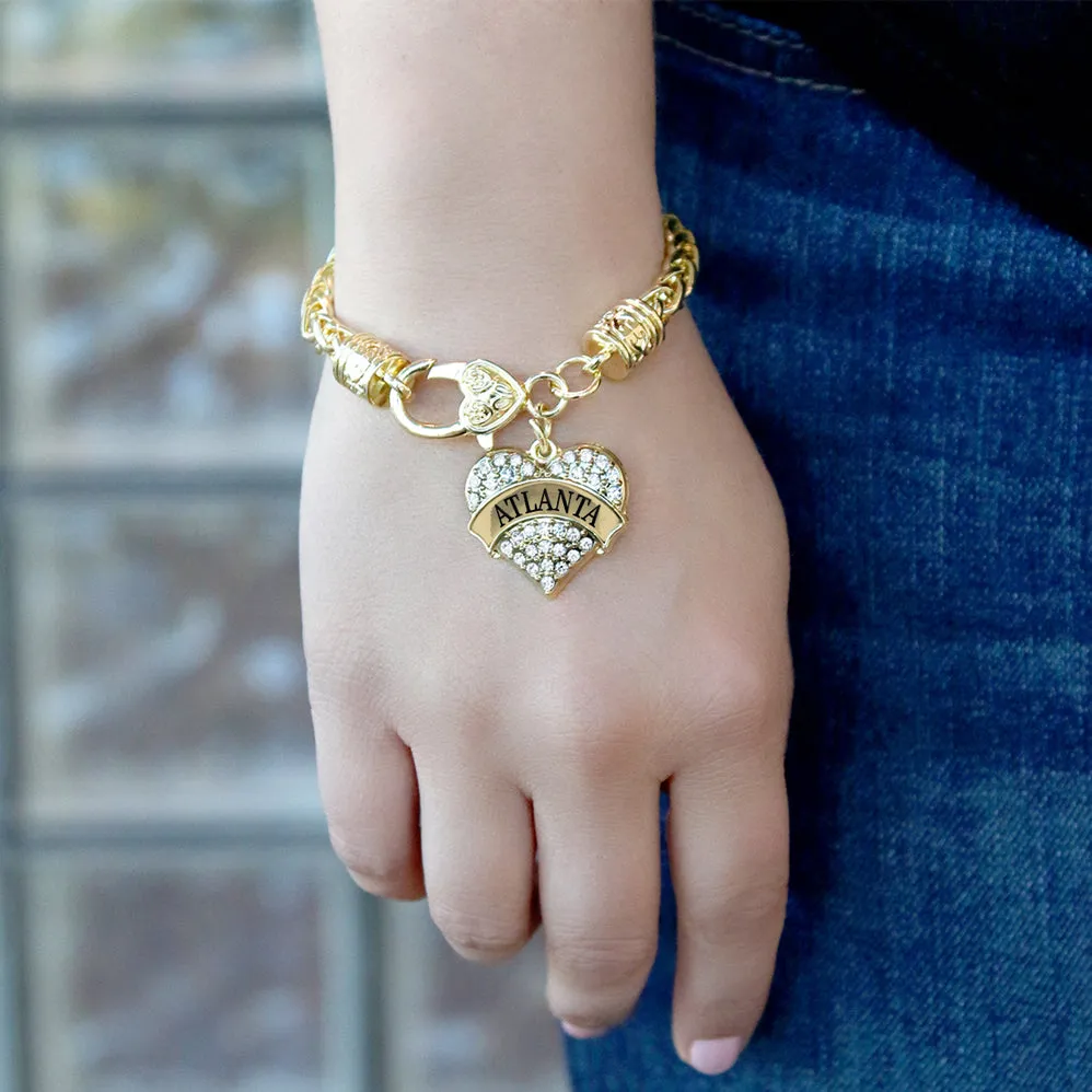 Gold Atlanta Pave Heart Charm Braided Bracelet