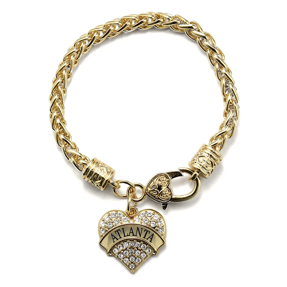 Gold Atlanta Pave Heart Charm Braided Bracelet