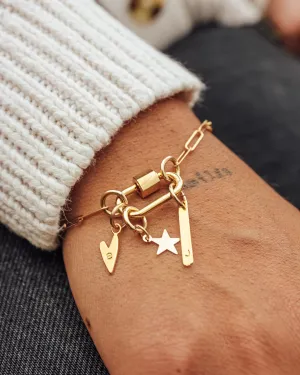 Gold Carabiner Paperclip Charm Bracelet