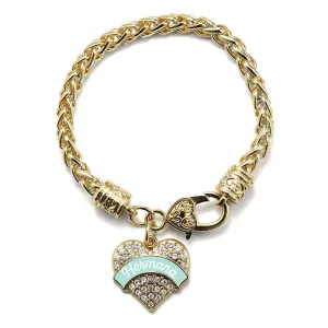 Gold Hermana - Mint Pave Heart Charm Braided Bracelet