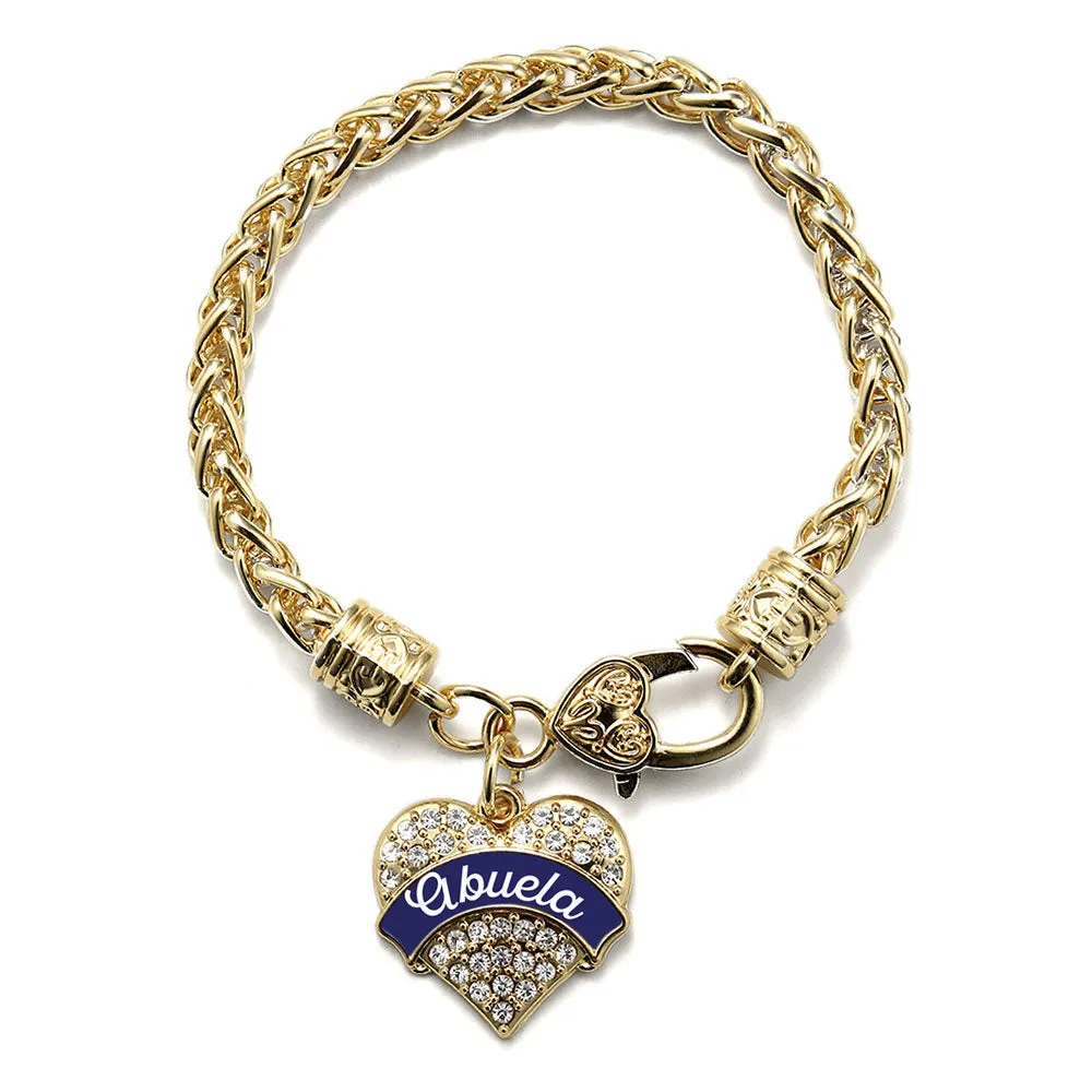 Gold Navy Blue Abuela Pave Heart Charm Braided Bracelet