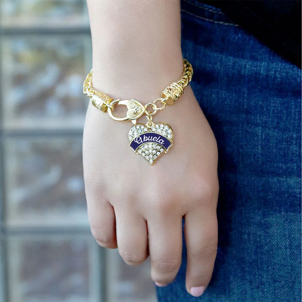 Gold Navy Blue Abuela Pave Heart Charm Braided Bracelet