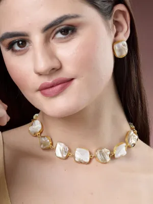 Gold-Plated Mother of Pearl Handcrafted Jewellery Set