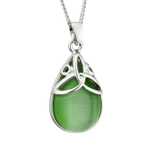 Green Cat Eye Trinity Knot Necklace