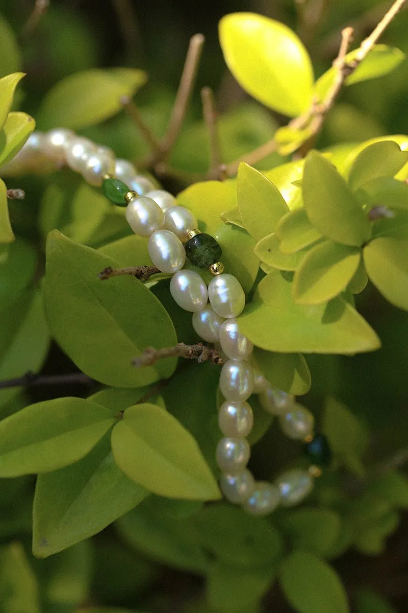 Green Stone Shaped Pearl Necklace