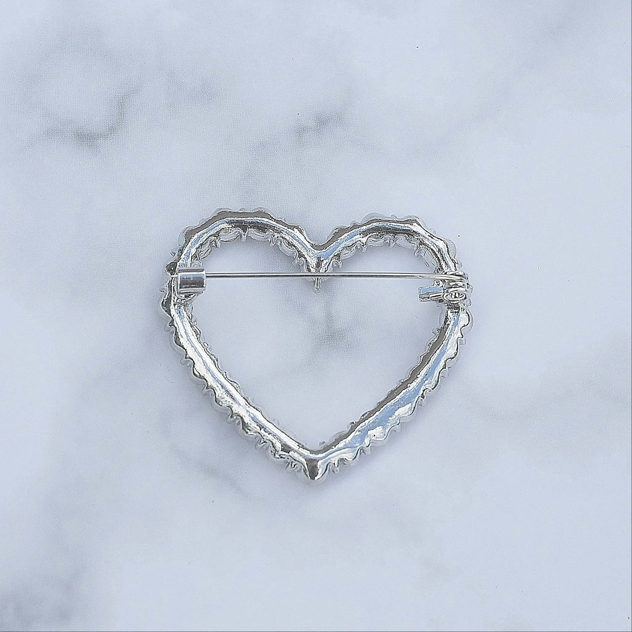 Heart Brooch with Crystal Diamante Heart