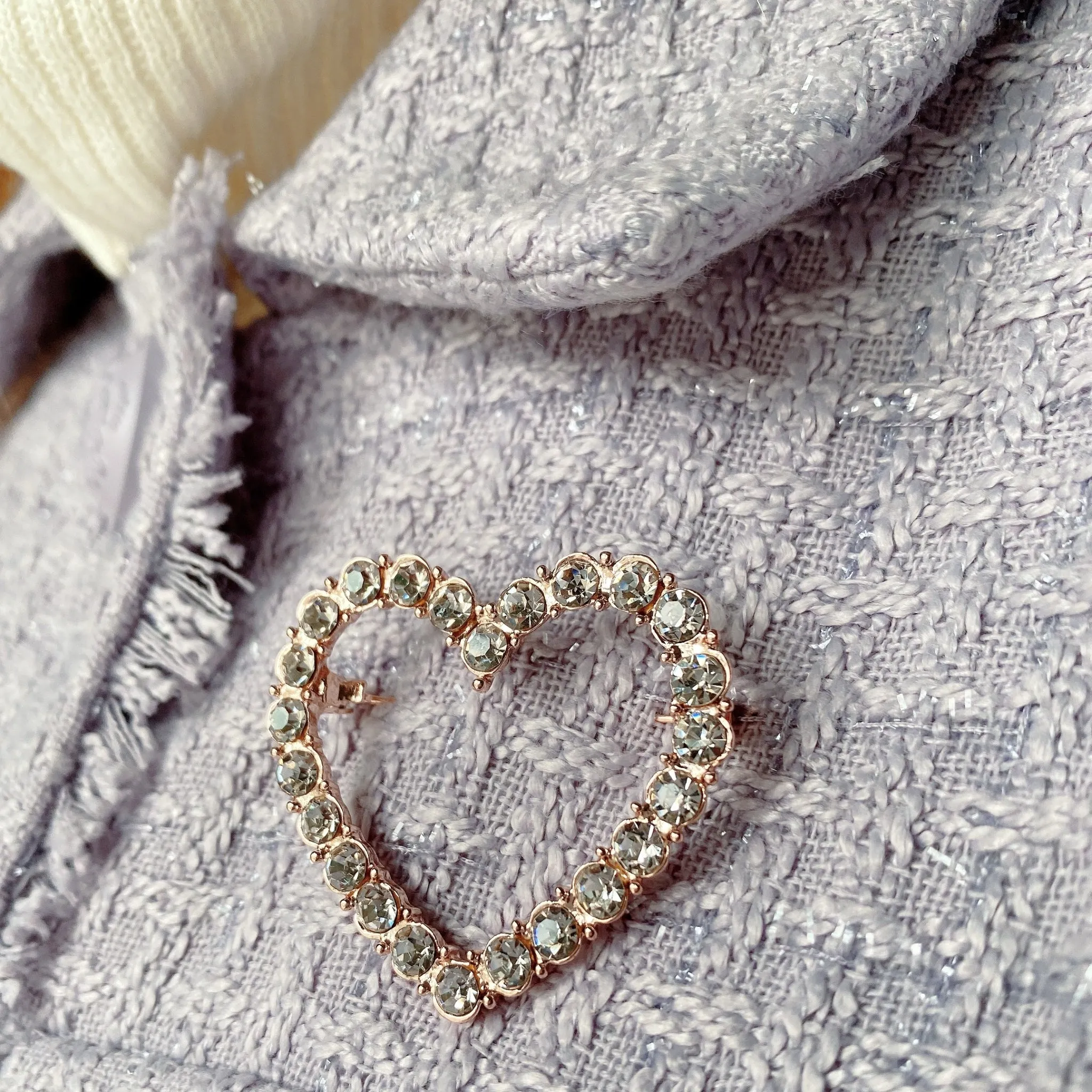 Heart Brooch with Crystal Diamante Heart