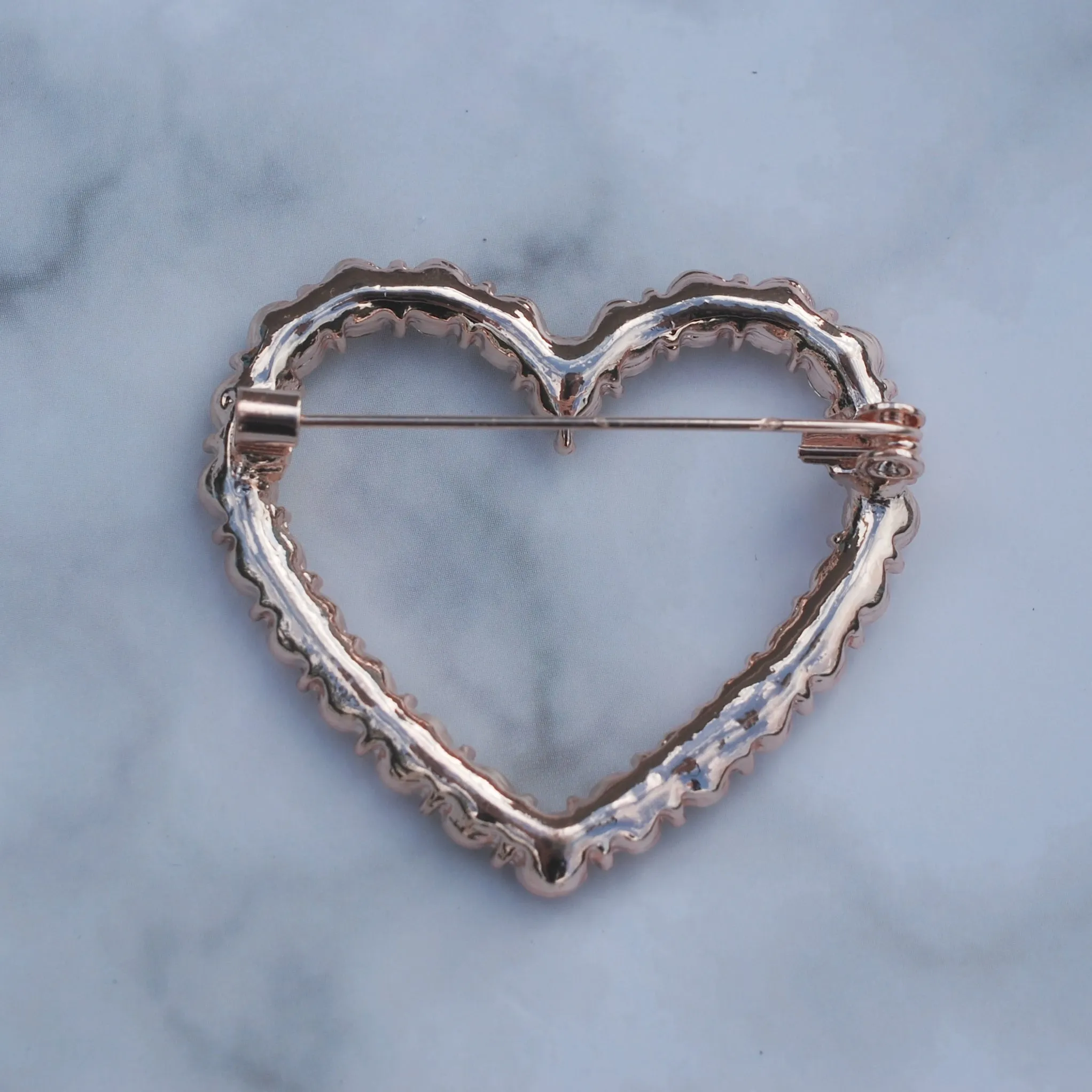 Heart Brooch with Crystal Diamante Heart