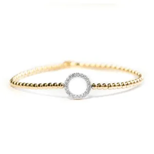 Hulchi Belluni 18K Yellow Gold Diamond Open Circle Tresore Stretch Bracelet