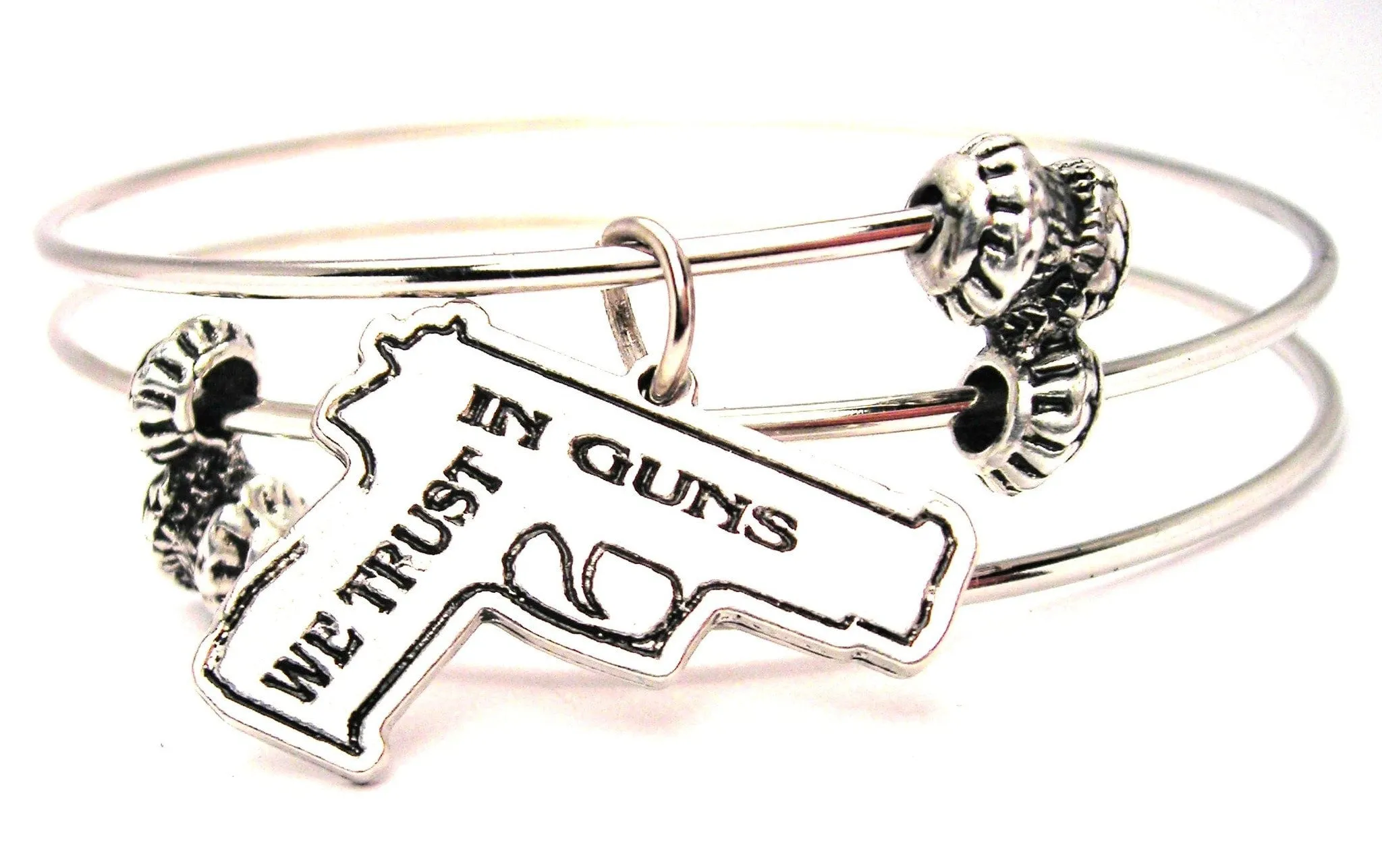 In Guns We Trust Gun Triple Style Expandable Bangle Bracelet