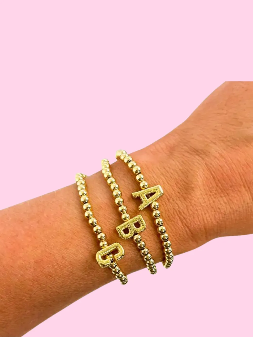 Initial Texture Gold Bracelet