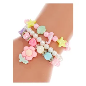 JAB43566 - Flower Bead Stretch Bracelet Set