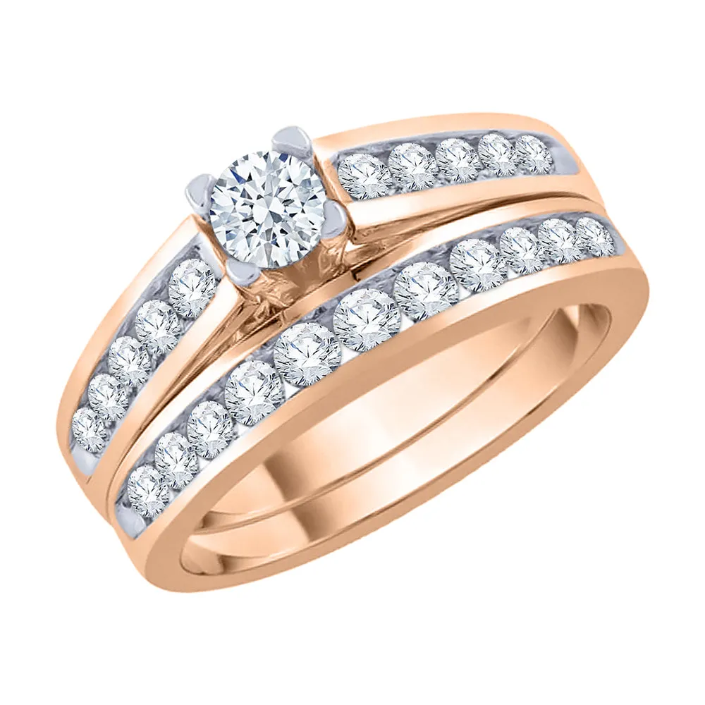 KATARINA 1 cttw Channel Set Lab Grown Diamond Bridal Set in 14K Gold