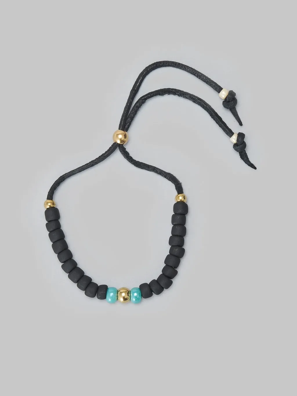 Kobashi Studio 7mm Traditional Beads Bracelet Matte Black/Turquoise Green