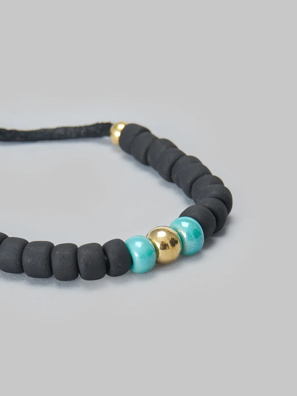 Kobashi Studio 7mm Traditional Beads Bracelet Matte Black/Turquoise Green