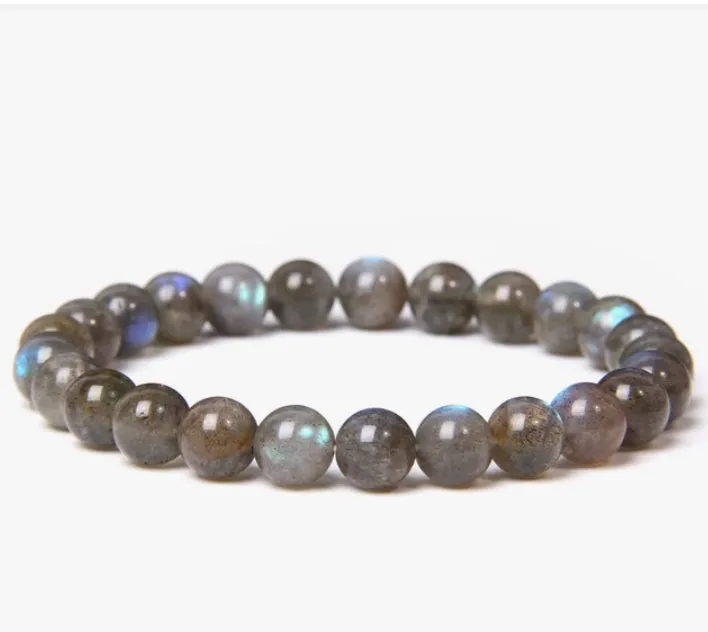 Labradorite stone, stretch cording, yoga, bracelet, jewelry.