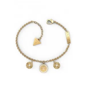 Ladies Gold Plated Lotus Flower Multi Charm Bracelet UBB01347YGL