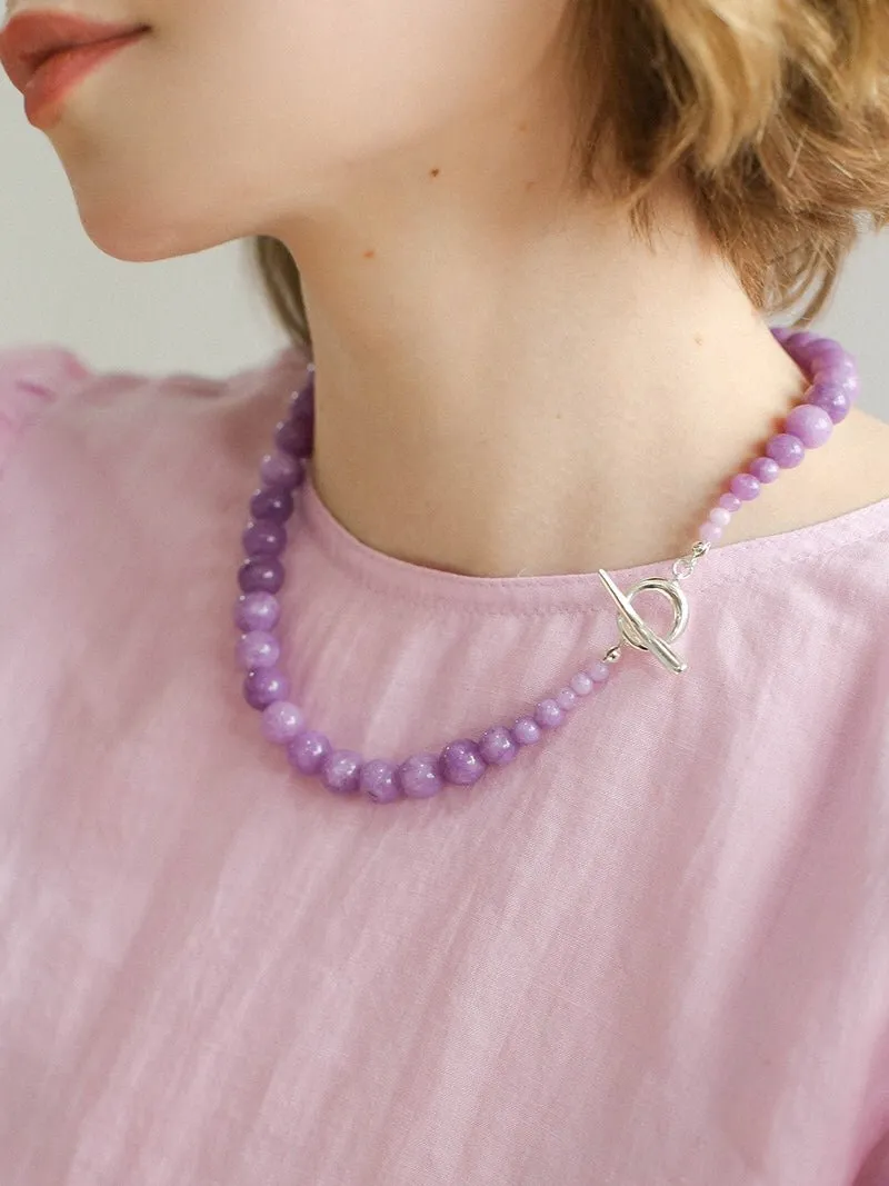 Lavender Grapevine Gemstone Beaded Necklace