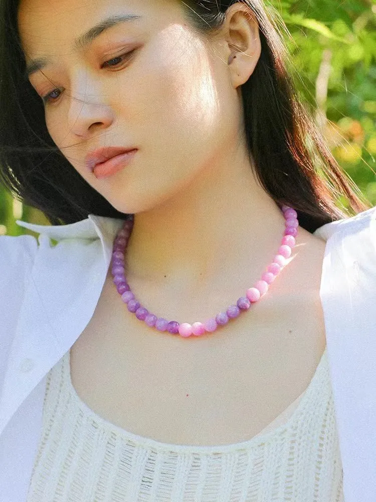 Lavender Grapevine Gemstone Beaded Necklace