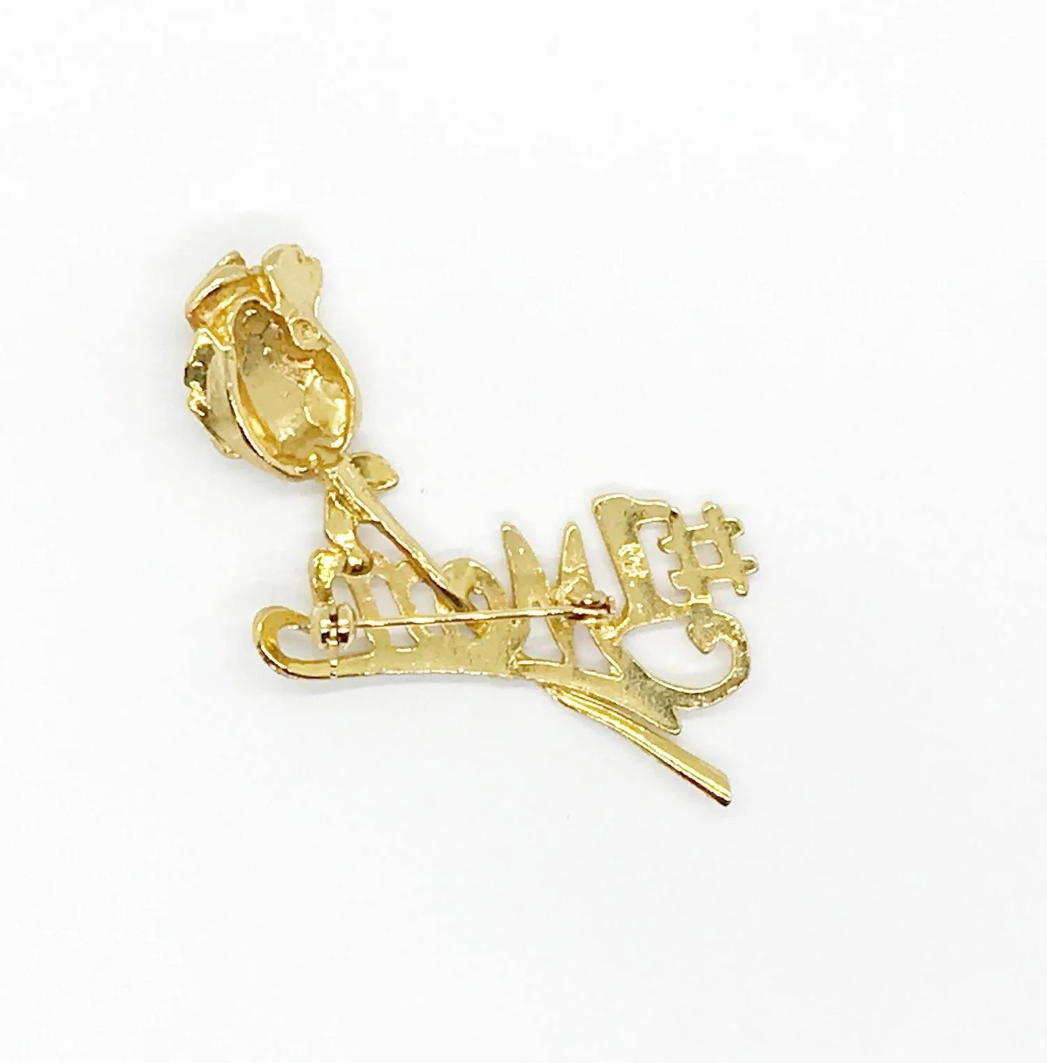 Lavish Mother's Day Gold Tone Brooch with Rose