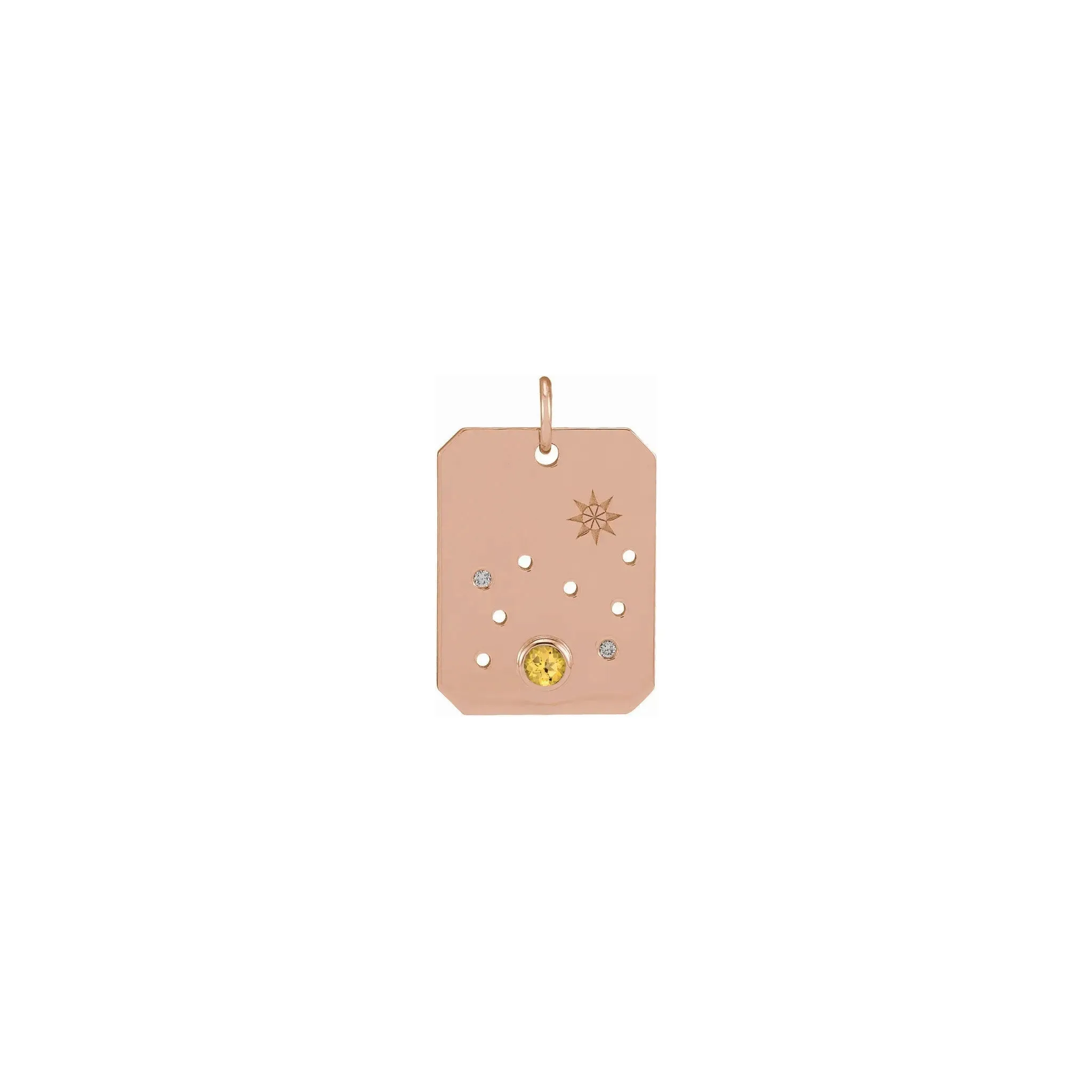 Leo Zodiac Constellation Citrine and Diamond Pendant