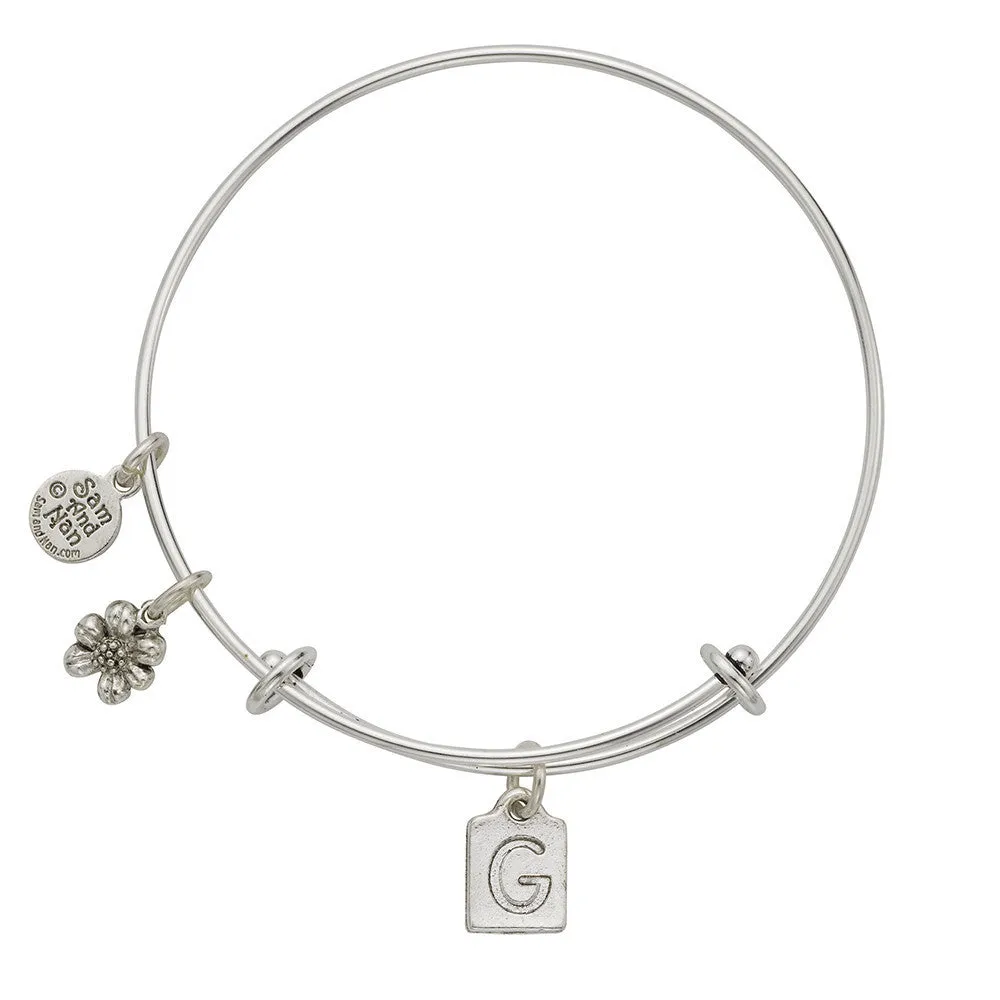 Letter G Charm Bangle Bracelet