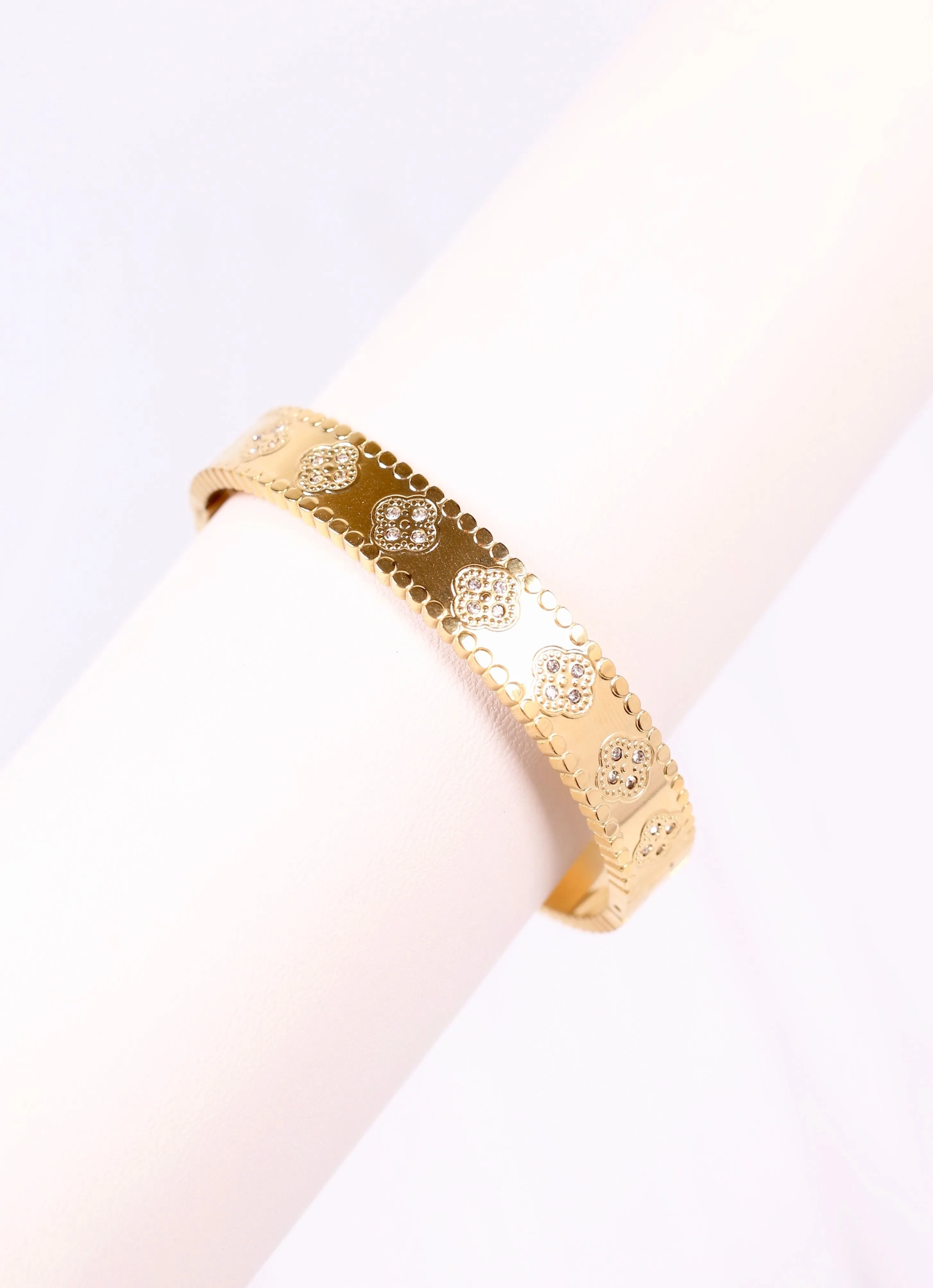 Lune CZ Clover Bracelet GOLD