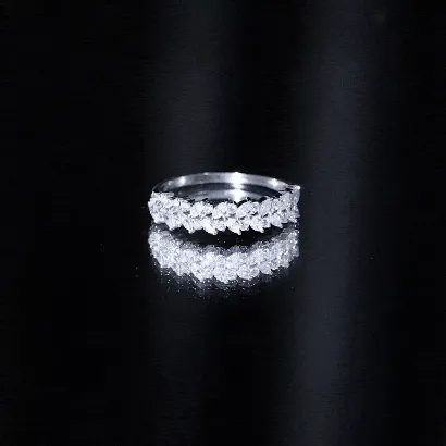 Marquise and Round Moissanite Half Eternity Ring