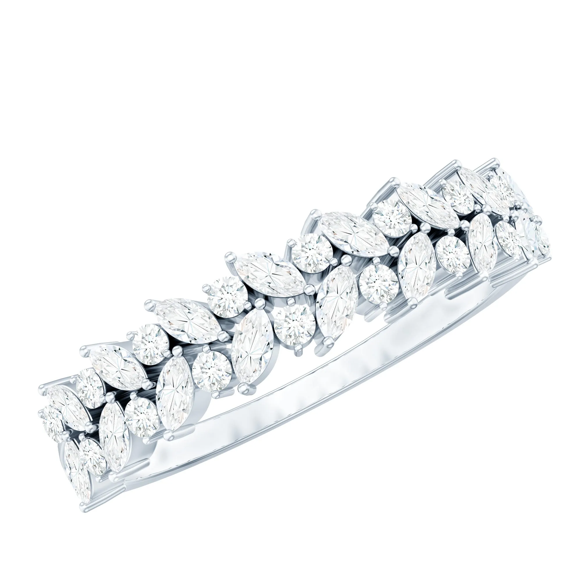 Marquise and Round Moissanite Half Eternity Ring