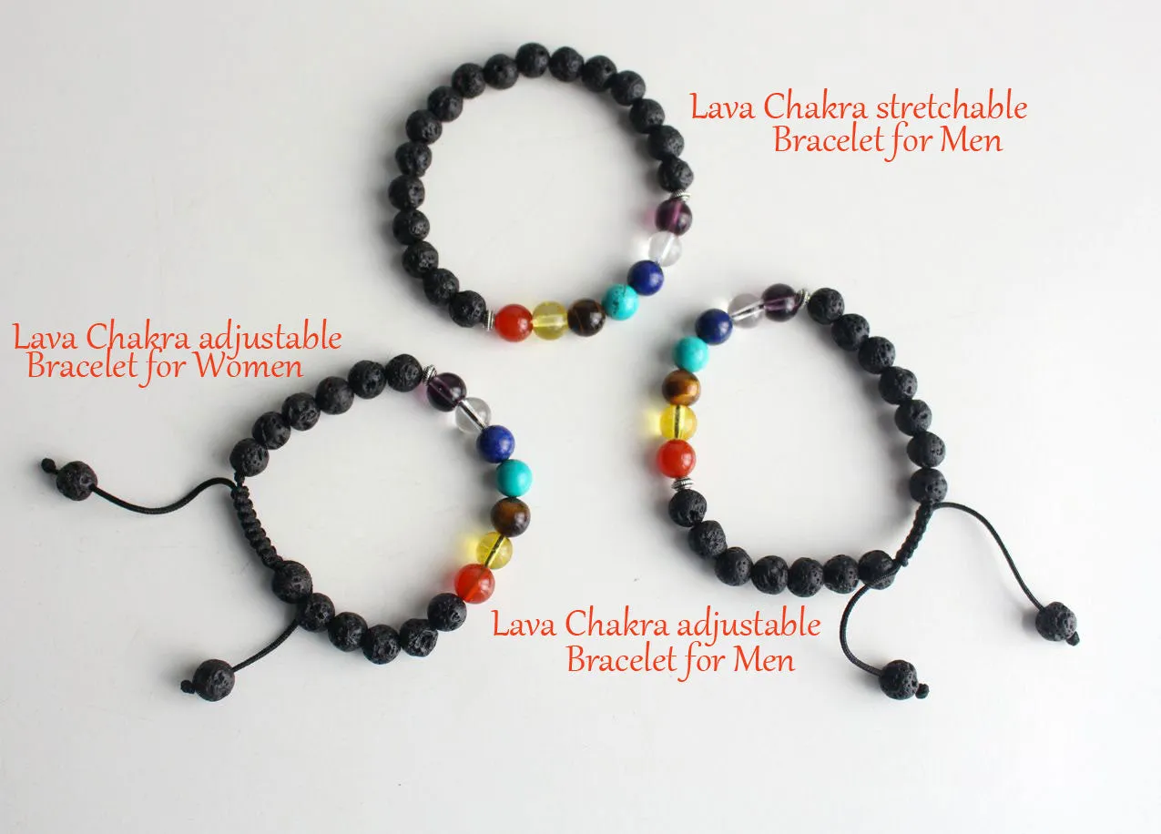 Men's Lava Bracelet with Seven Chakra Stones