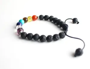 Men's Lava Bracelet with Seven Chakra Stones